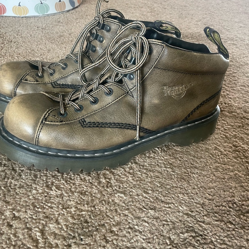Dr. Martens Olive Leather Ankle Boots